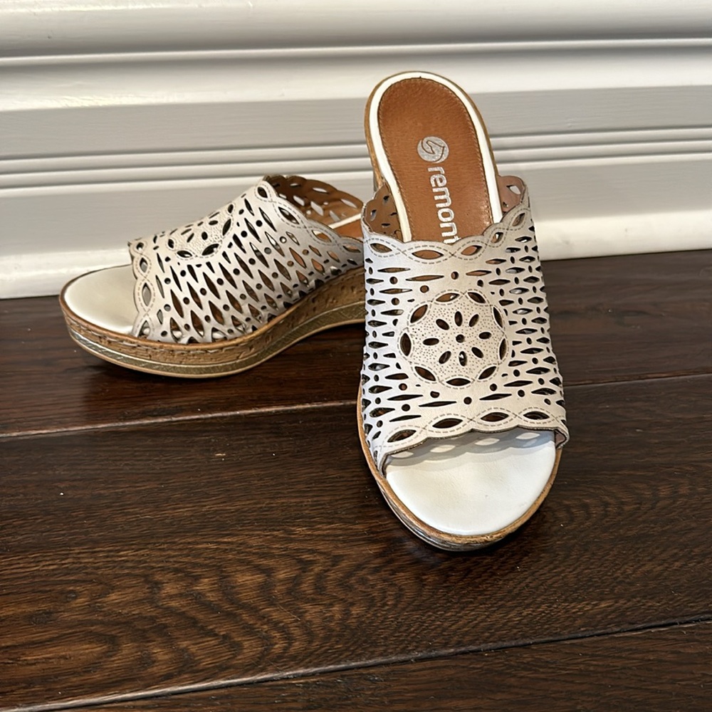 Remonte “Fanni 52” Wedge Sandal In Cutout Leather
